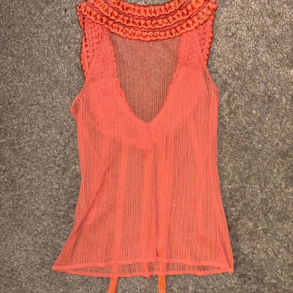 Roberto Cavalli Coral Tank Top with Braided Accents - Picture 3 of 3